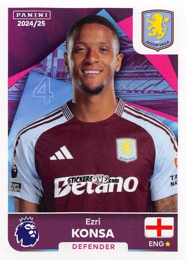 Figurina Ezri Konsa - English Premier League 2024-2025
 n. 89 - Panini