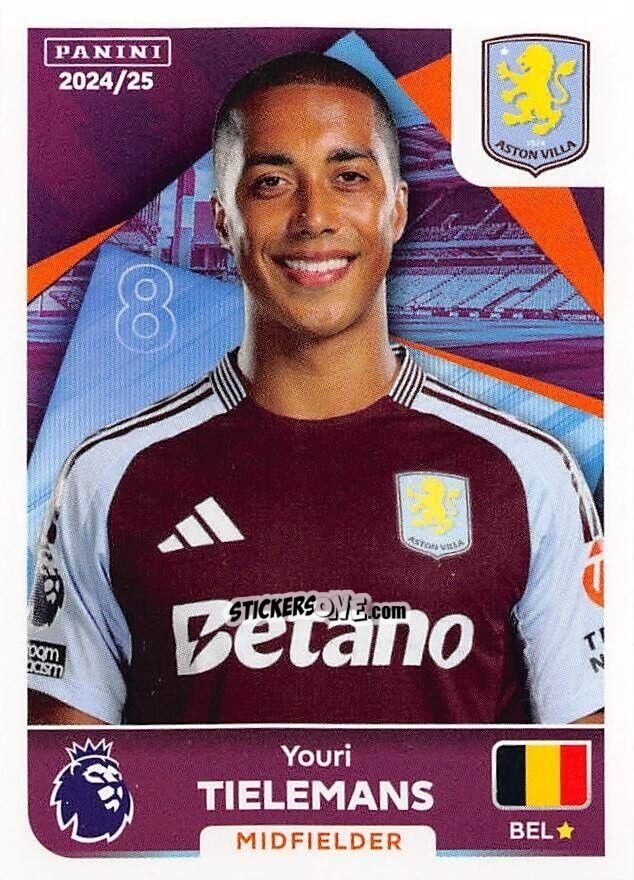 Sticker Youri Tielemans - English Premier League 2024-2025
 n. 95 - Panini