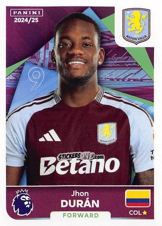 Figurina Jhon Durán - English Premier League 2024-2025
 n. 102 - Panini