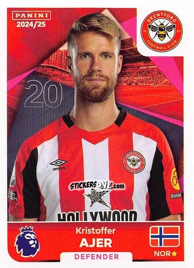 Cromo Kristoffer Ajer - English Premier League 2024-2025
 n. 114 - Panini