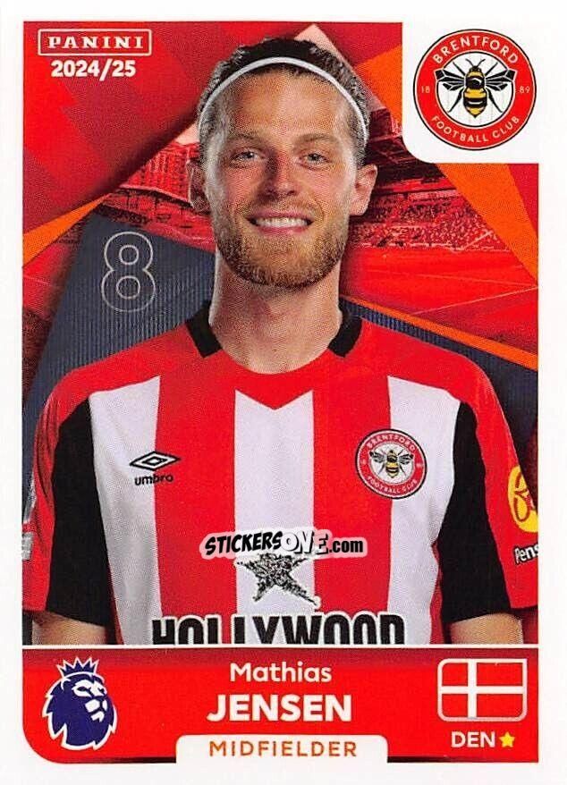 Figurina Mathias Jensen - English Premier League 2024-2025
 n. 123 - Panini