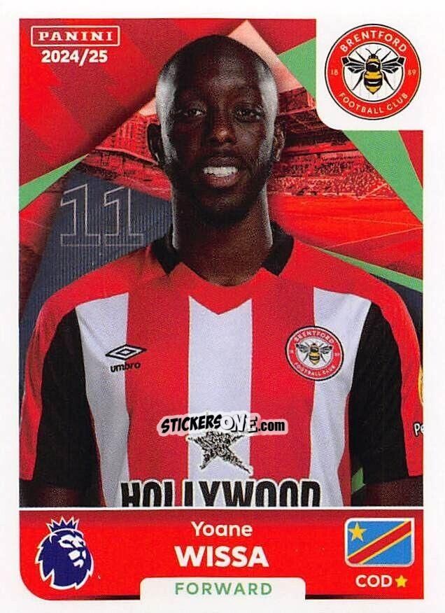 Sticker Yoane Wissa - English Premier League 2024-2025
 n. 129 - Panini