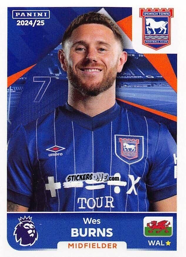 Cromo Wes Burns - English Premier League 2024-2025
 n. 296 - Panini