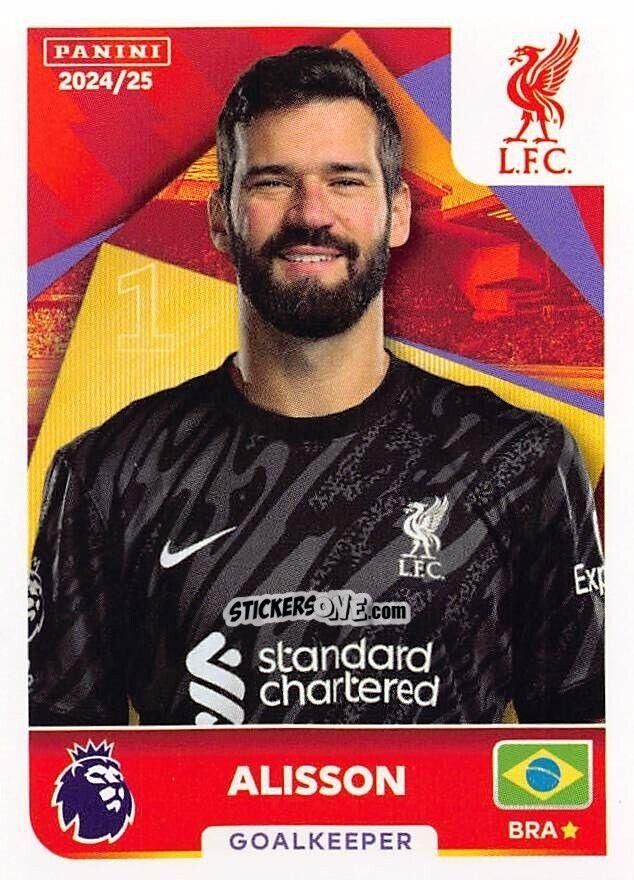 Cromo Alisson Becker - English Premier League 2024-2025
 n. 377 - Panini