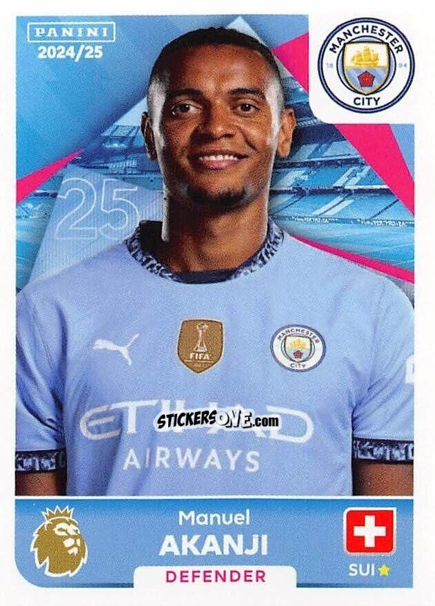 Figurina Manuel Akanji - English Premier League 2024-2025
 n. 409 - Panini