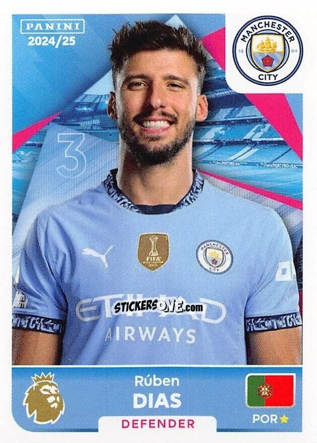 Figurina Rúben Dias - English Premier League 2024-2025
 n. 412 - Panini