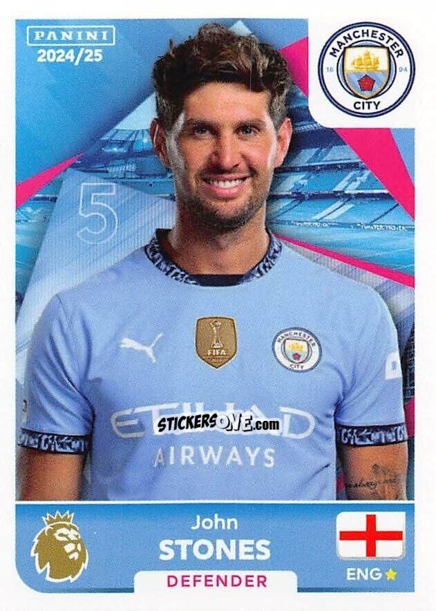 Sticker John Stones - English Premier League 2024-2025
 n. 413 - Panini