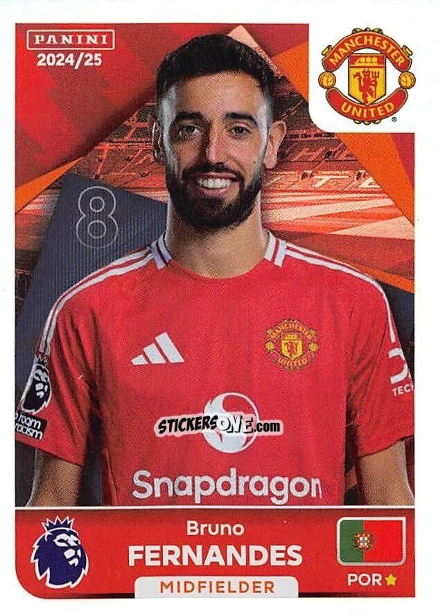 Sticker Bruno Fernandes (Captain) - English Premier League 2024-2025
 n. 447 - Panini
