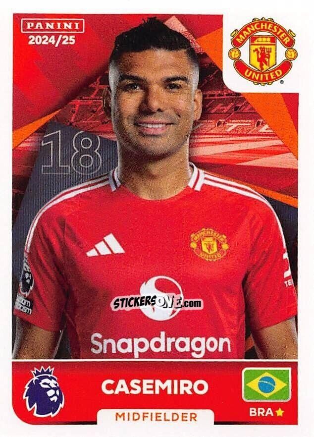 Figurina Casemiro - English Premier League 2024-2025
 n. 449 - Panini