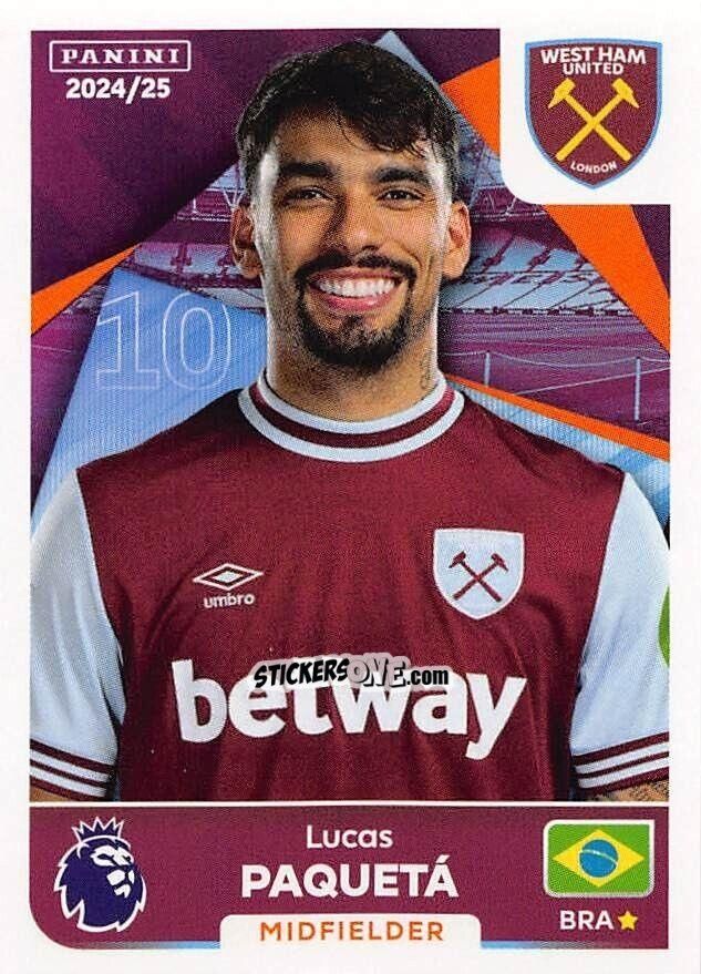 Cromo Lucas Paquetá - English Premier League 2024-2025
 n. 591 - Panini