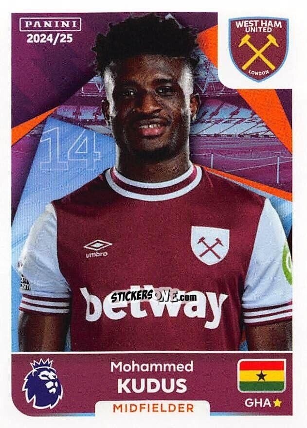 Sticker Mohammed Kudus - English Premier League 2024-2025
 n. 592 - Panini