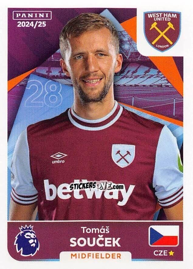 Sticker Tomáš Souček - English Premier League 2024-2025
 n. 595 - Panini