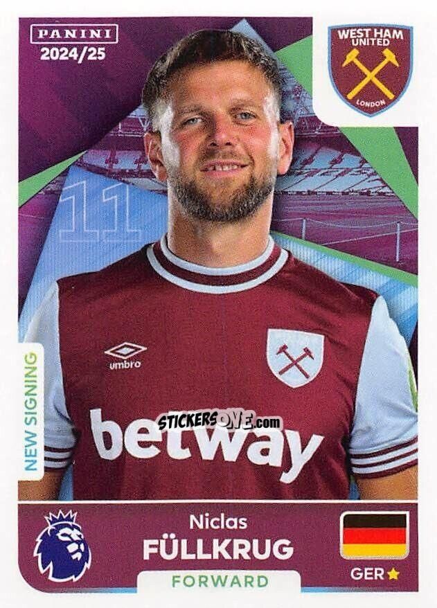 Sticker Niclas Füllkrug - English Premier League 2024-2025
 n. 598 - Panini