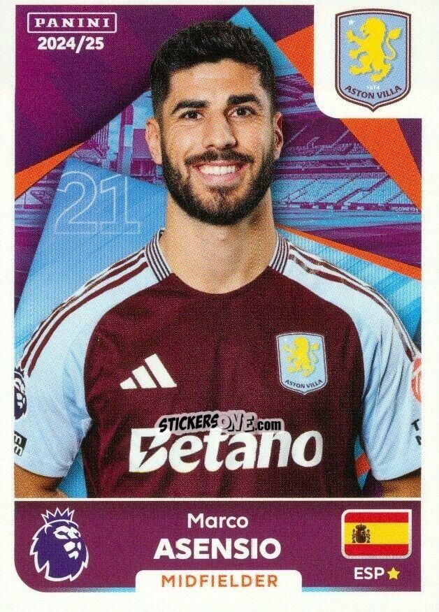 Figurina Marco Asensio - English Premier League 2024-2025
 n. U7 - Panini