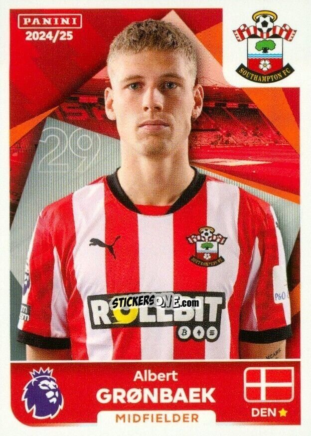 Sticker Albert Gronbaek - English Premier League 2024-2025
 n. U39 - Panini