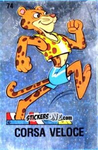 Figurina Corsa Veloce [cartoon cheetah - Supersport 1988 n. 74 - Panini