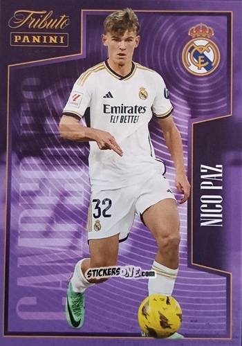 Sticker Nico Paz - Tribute Real Madrid Tricampeones 2023-2024
 n. 29 - Panini