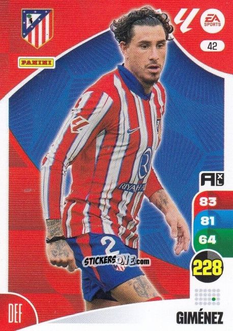 Cromo Jose Gimenez - LaLiga 2024-2025. Adrenalyn XL
 n. 42 - Panini