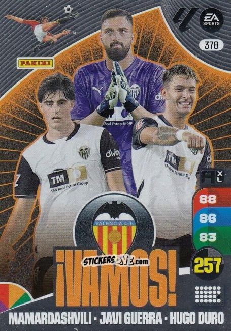 Cromo Mamardashvili / Javi Guerra / Hugo Duro - LaLiga 2024-2025. Adrenalyn XL
 n. 378 - Panini