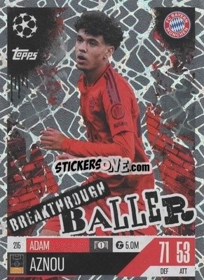 Figurina Adam Aznou - UEFA Champions League & Europa League 2024-2025. Match Attax Extra n. 215 - Topps