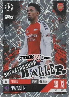 Sticker Ethan Nwaneri - UEFA Champions League & Europa League 2024-2025. Match Attax Extra n. 191 - Topps