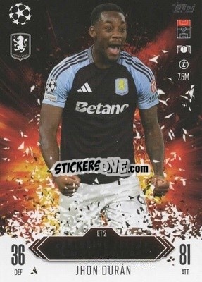 Figurina Jhon Durán - UEFA Champions League & Europa League 2024-2025. Match Attax Extra n. ET2 - Topps