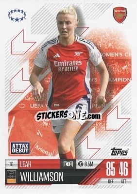Cromo Leah Williamson - UEFA Champions League & Europa League 2024-2025. Match Attax Extra n. 171 - Topps