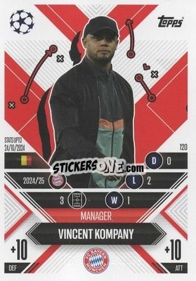 Figurina Vincent Kompany - UEFA Champions League & Europa League 2024-2025. Match Attax Extra n. 120 - Topps