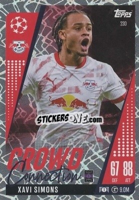 Figurina Xavi Simons - UEFA Champions League & Europa League 2024-2025. Match Attax Extra n. 230 - Topps
