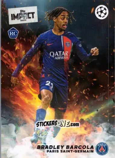 Sticker Bradley Barcola  - Uefa Club Competitions Impact 2023-2024 n. 48 - Topps