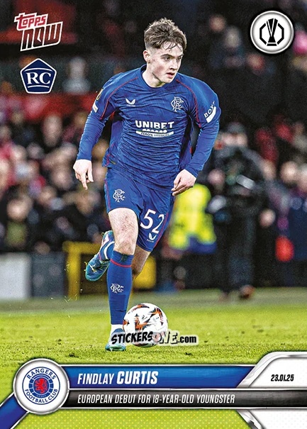 Figurina Findlay Curtis - Now Update Ecl And Ucl 2024-2025 n. 15 - Topps