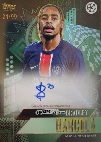 Sticker Bradley Barcola - Gold UEFA Club Competitions 2024-2025
 n. A6 - Topps