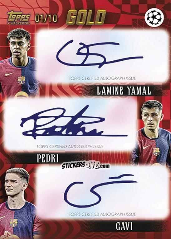 Sticker Lamine Yamal / Pedri / Gavi - Gold UEFA Club Competitions 2024-2025
 n. A97 - Topps