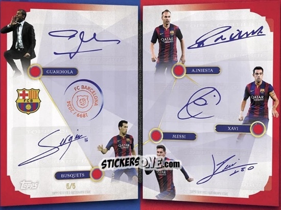 Cromo Lionel Messi / Xavi / Andres Iniesta / Sergio Busquets / Pep Guardiola - FC Barcelona 125th Anniversary
 n. TK-BC - Topps