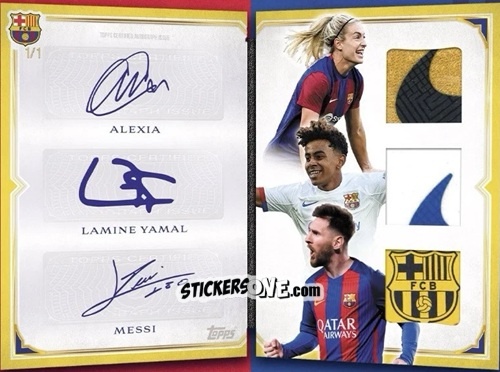 Cromo Alexia Putellas / Lionel Messi / Lamine Yamal - FC Barcelona 125th Anniversary
 n. MM-AM - Topps