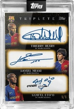 Sticker Lionel Messi / Thierry Henry / Samuel Eto'O - Fc Barcelona Triplete 2008/09
 n. 16 - Topps