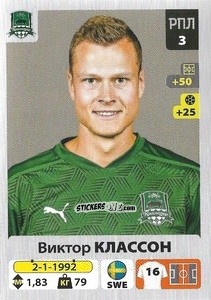 Sticker Виктор Классон / Viktor Claesson - Russian Premier League 2020-2021 n. 91 - Panini