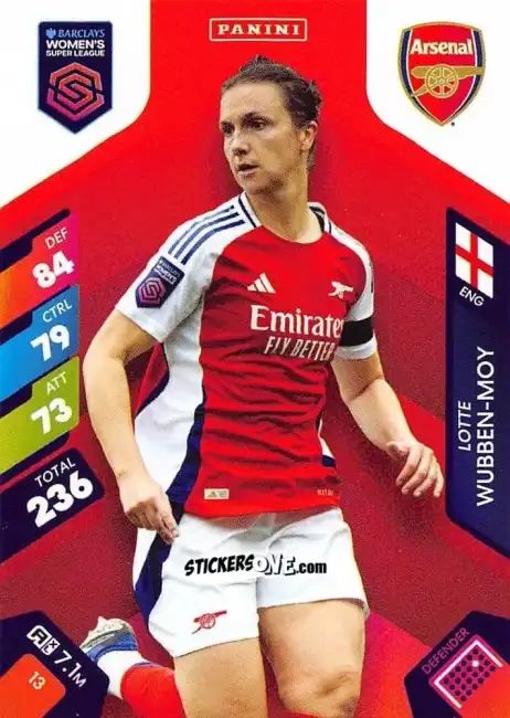 Cromo Lotte Wubben-Moy - Barclays Women’s Super League 2025. Adrenalyn XL
 n. 13 - Panini