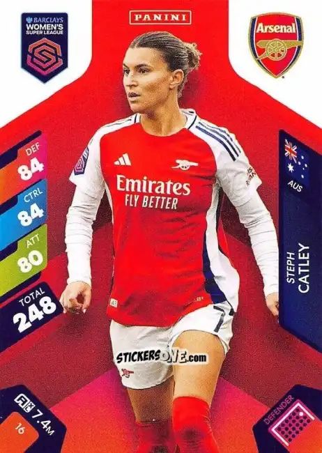 Figurina Steph Catley - Barclays Women’s Super League 2025. Adrenalyn XL
 n. 16 - Panini