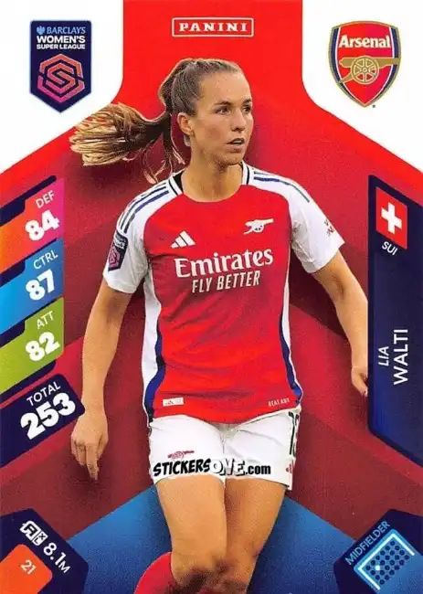Figurina Lia Wälti - Barclays Women’s Super League 2025. Adrenalyn XL
 n. 21 - Panini