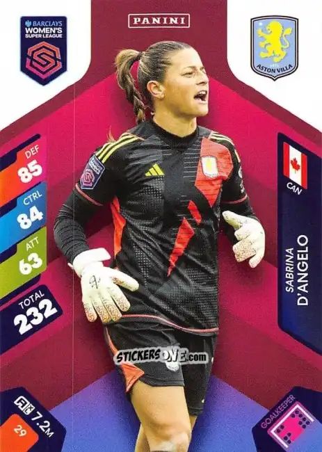 Sticker Sabrina D'Angelo - Barclays Women’s Super League 2025. Adrenalyn XL
 n. 29 - Panini
