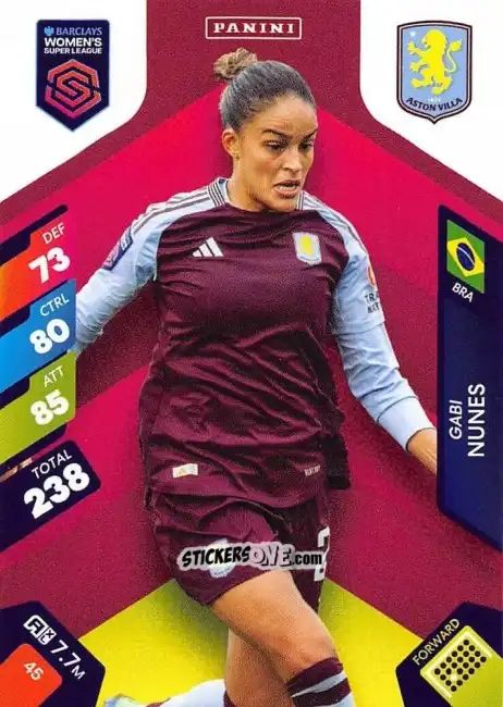Cromo Gabi Nunes - Barclays Women’s Super League 2025. Adrenalyn XL
 n. 45 - Panini