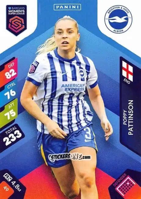 Figurina Poppy Pattinson - Barclays Women’s Super League 2025. Adrenalyn XL
 n. 49 - Panini
