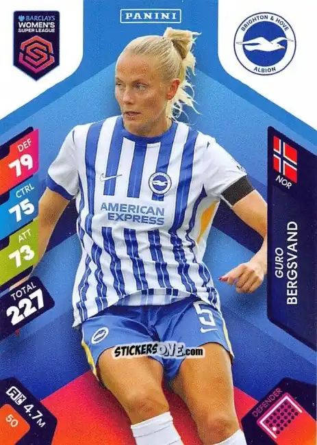 Cromo Guro Bergsvand - Barclays Women’s Super League 2025. Adrenalyn XL
 n. 50 - Panini