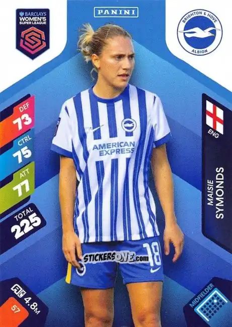 Sticker Maisie Symonds - Barclays Women’s Super League 2025. Adrenalyn XL
 n. 57 - Panini