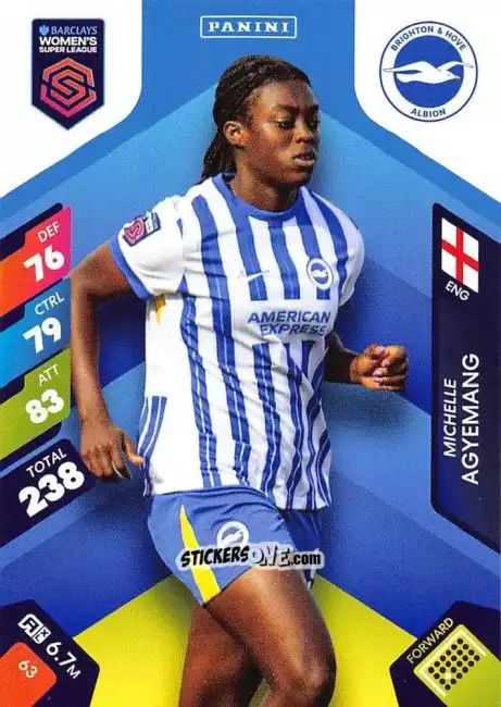 Cromo Michelle Agyemang - Barclays Women’s Super League 2025. Adrenalyn XL
 n. 63 - Panini