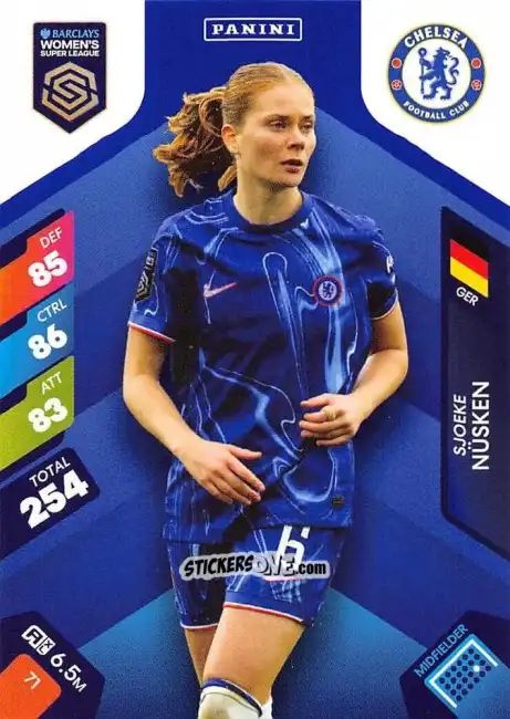 Cromo Sjoeke Nüsken - Barclays Women’s Super League 2025. Adrenalyn XL
 n. 71 - Panini