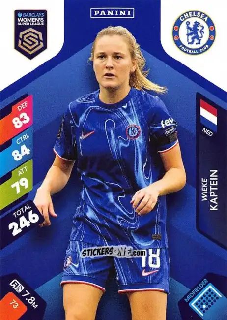 Figurina Wieke Kaptein - Barclays Women’s Super League 2025. Adrenalyn XL
 n. 73 - Panini
