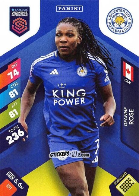 Sticker Deanne Rose - Barclays Women’s Super League 2025. Adrenalyn XL
 n. 131 - Panini