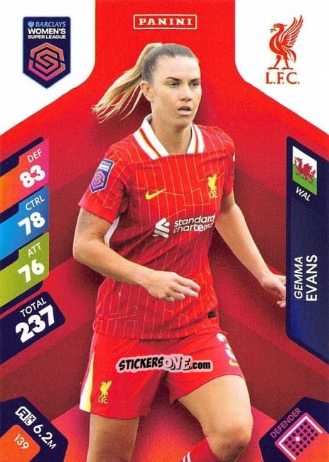 Figurina Gemma Evans - Barclays Women’s Super League 2025. Adrenalyn XL
 n. 139 - Panini